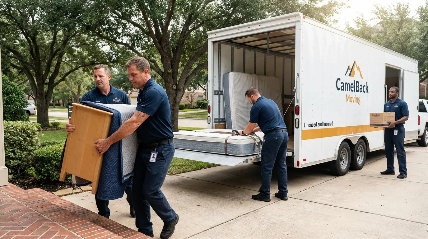 Crew loading residential truck for cross-state move from Quebradillas, PR